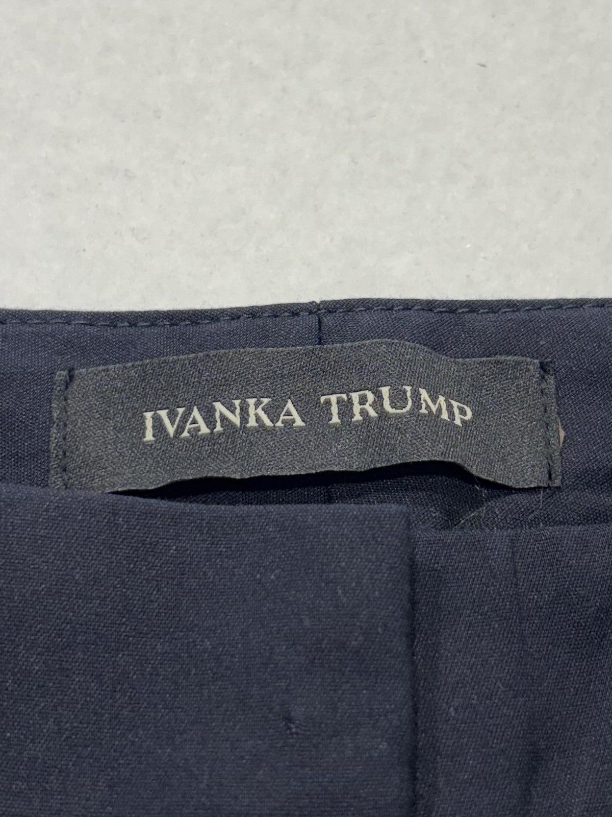 Ivanka Trump Dress Pants Womens 2 Blue Twill Slim Ankle Zip Gold Zip Career Work