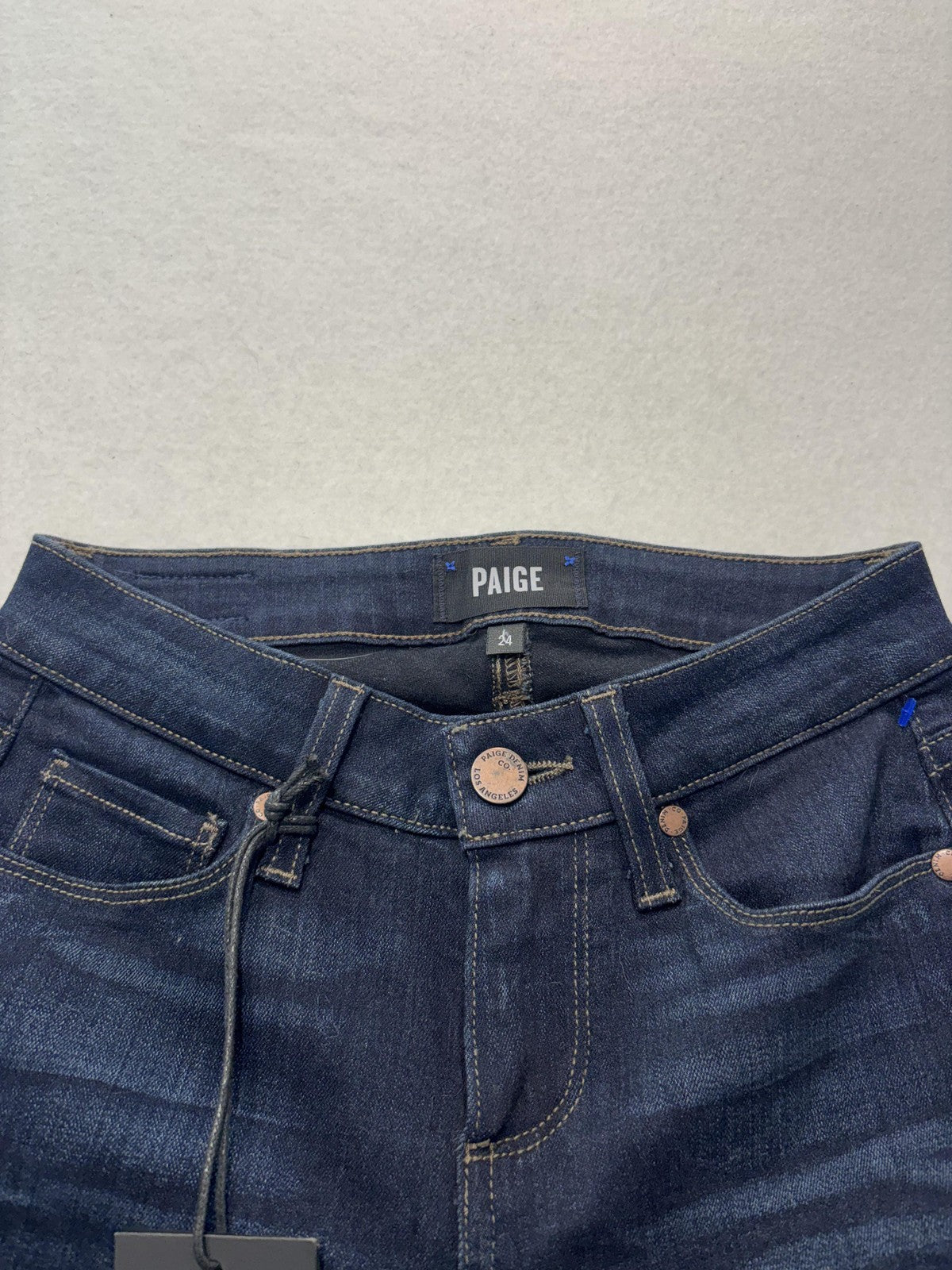 Paige Manhattan Jeans Womens 24 Blue Dark Wash Mid Rise Slim Boot 24x31 Stretch