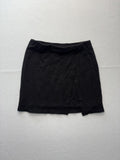 Monrow Skirt Womens 0 Black Jersey Asymmetric Layered Front Slit Mini Pull On