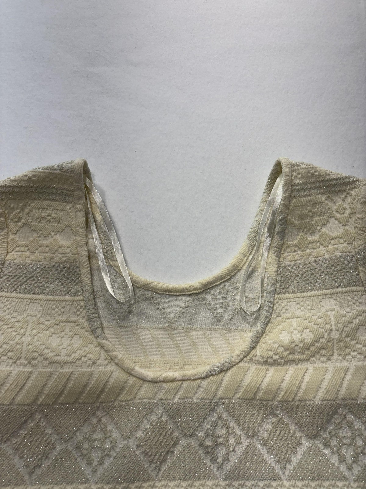 Rebecca Minkoff Blouse Womens M Beige James Top Scoop Neck Cropped Glitter Knit