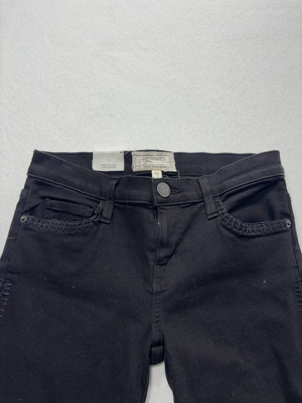 Current/Elliott Jeans Womens 26 Black Low Rise Ankle Skinny Stretch Crochet