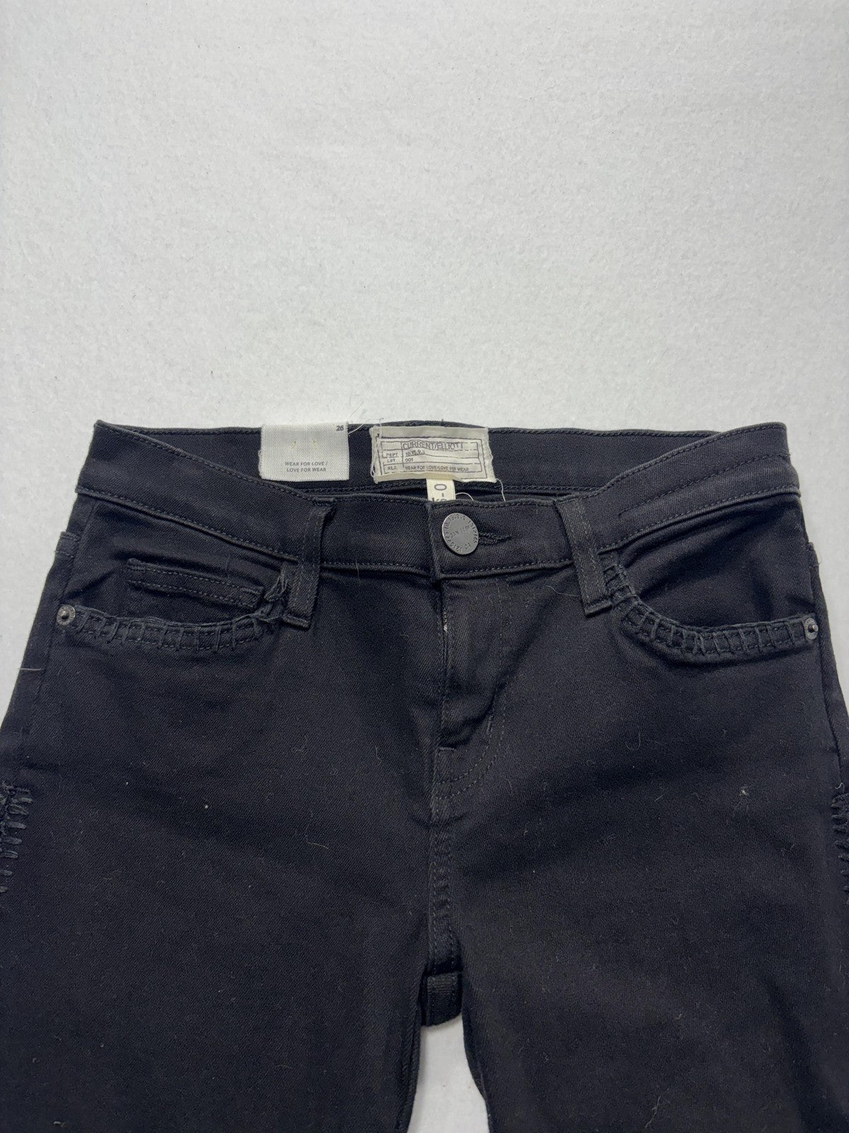 Current/Elliott Jeans Womens 26 Black Low Rise Ankle Skinny Stretch Crochet