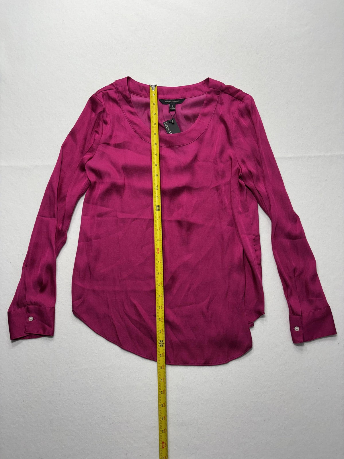 Banana Republic Top Womens S Pink Long Sleeve Scoop Neck Office Blouse