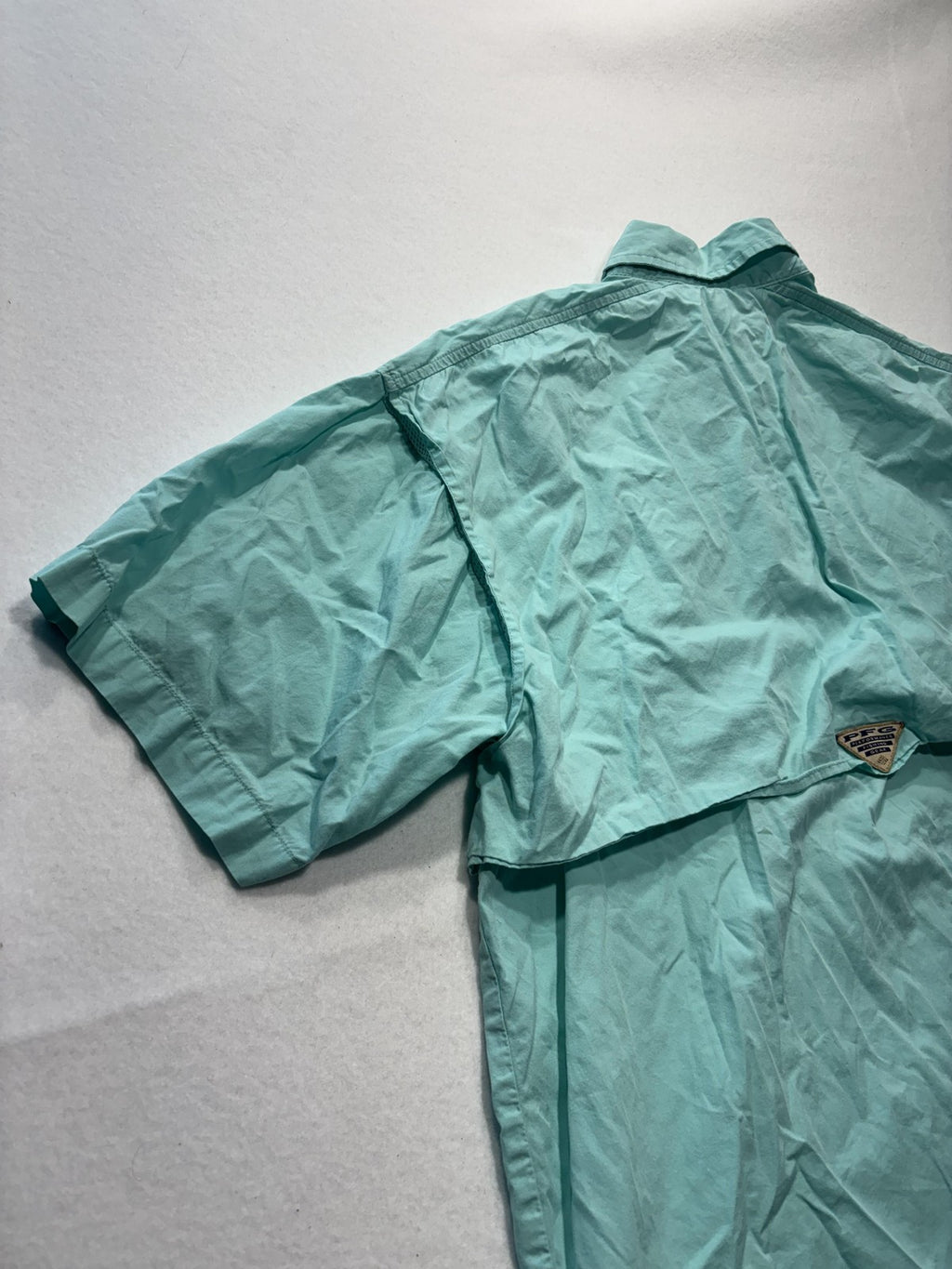 Columbia PFG Shirt Mens Medium Green Short Sleeve Fishing Button Up Vented