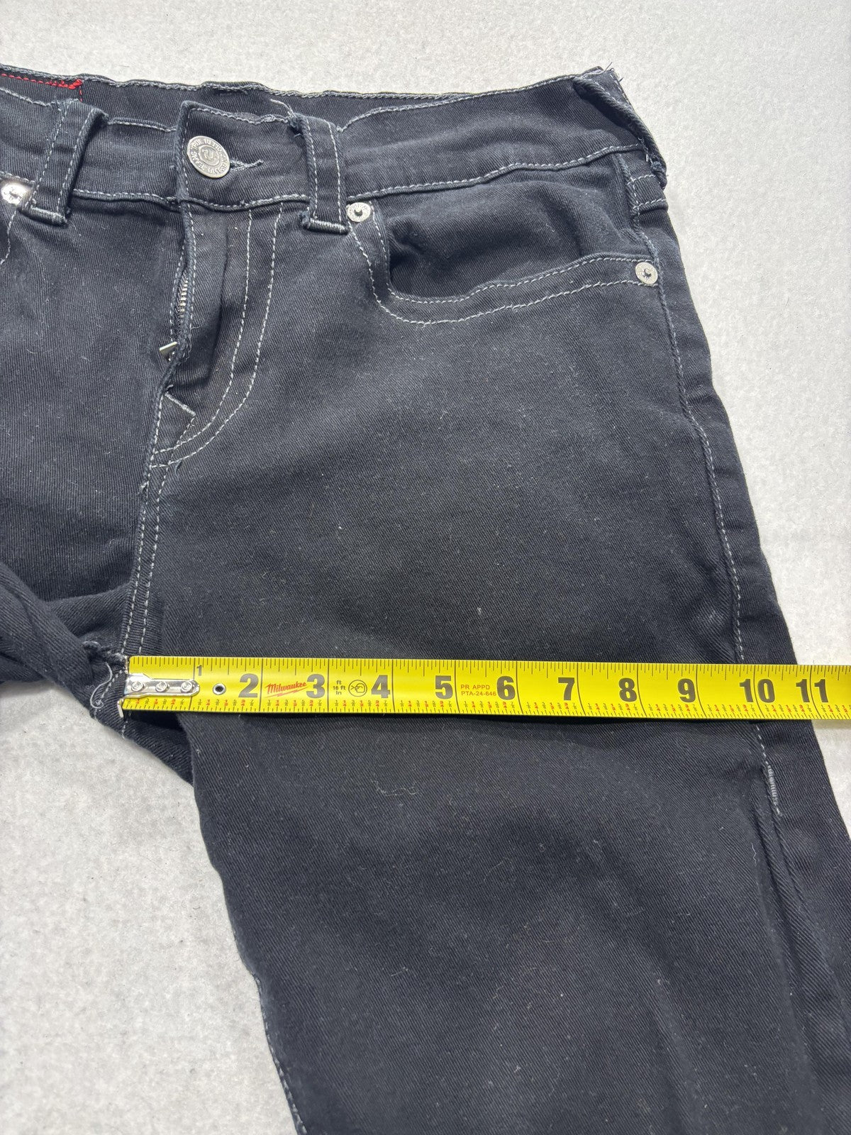 True Religion Ricky Relaxed Straight Jeans Mens 32x32 Black Dark Wash Stretch