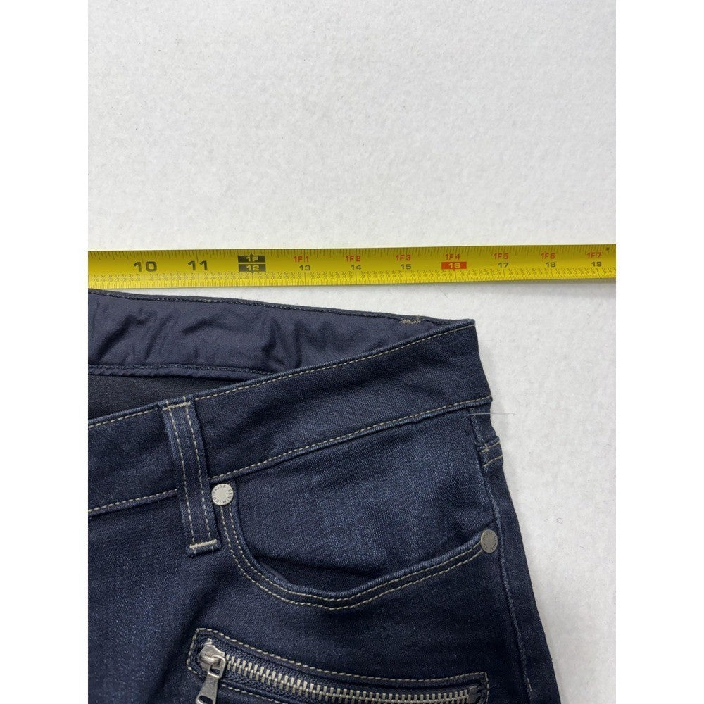 Paige Edgemont Jeans Womens 31 Blue Dark Wash Mid Rise Ultra Skinny 31x29.5 Zips