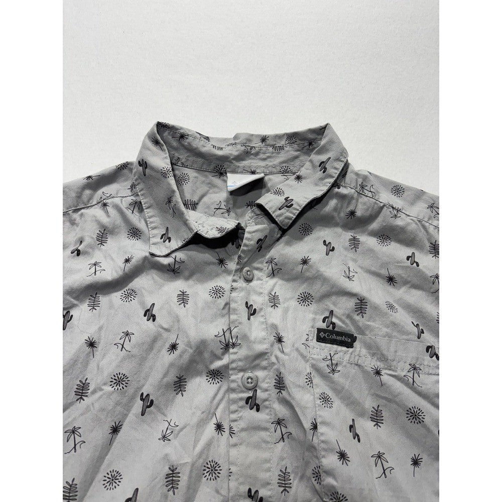 Columbia Shirt Mens Large Gray Desert Print Short Sleeve Button Up Cotton XM8259