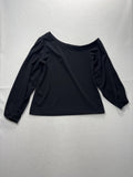 Banana Republic Blouse Womens Medium Black Off Shoulder Long Balloon Sleeve Top