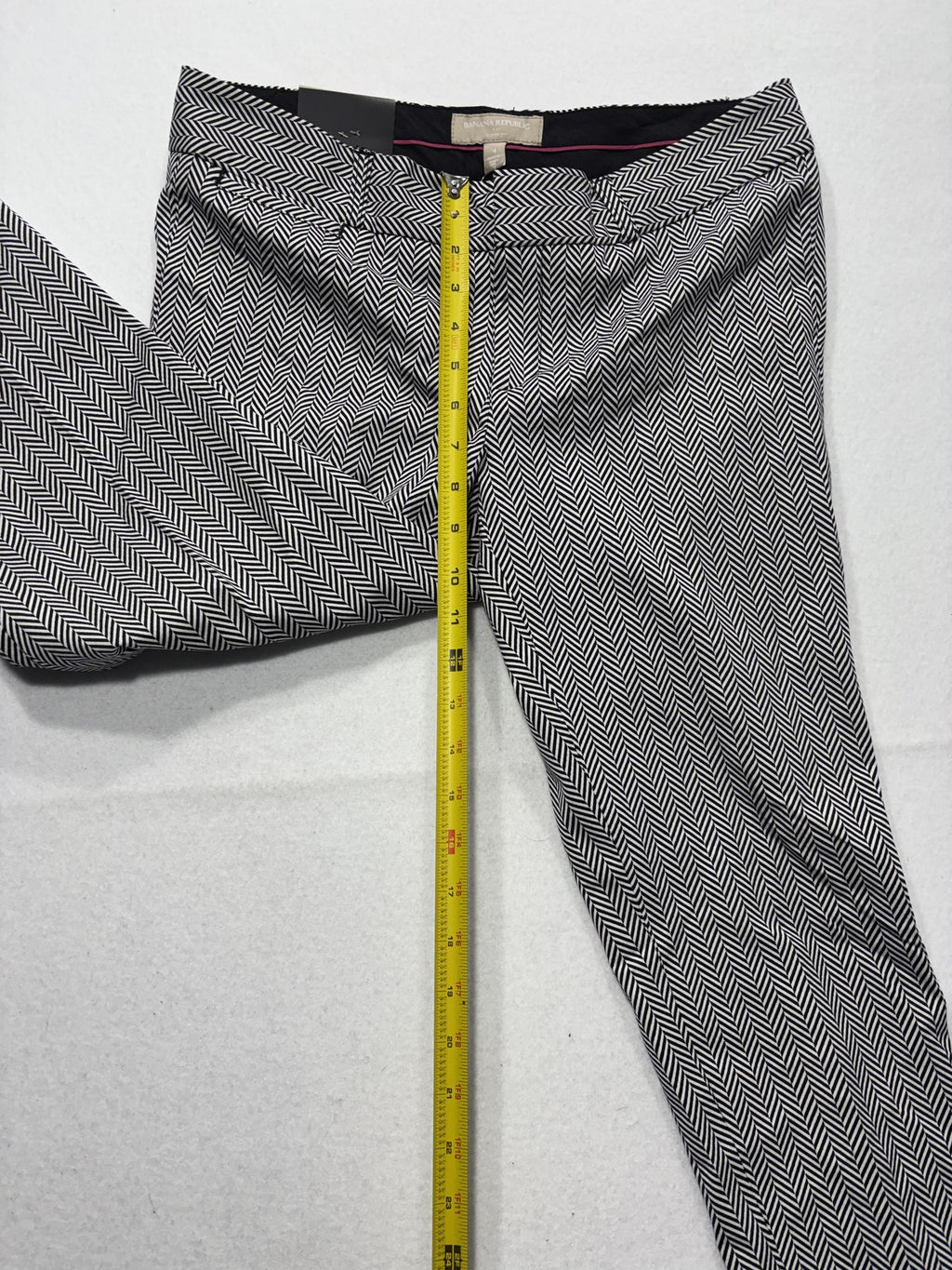 Banana Republic Dress Pants Womens 4 Black White Herringbone Sloan Slim Ankle