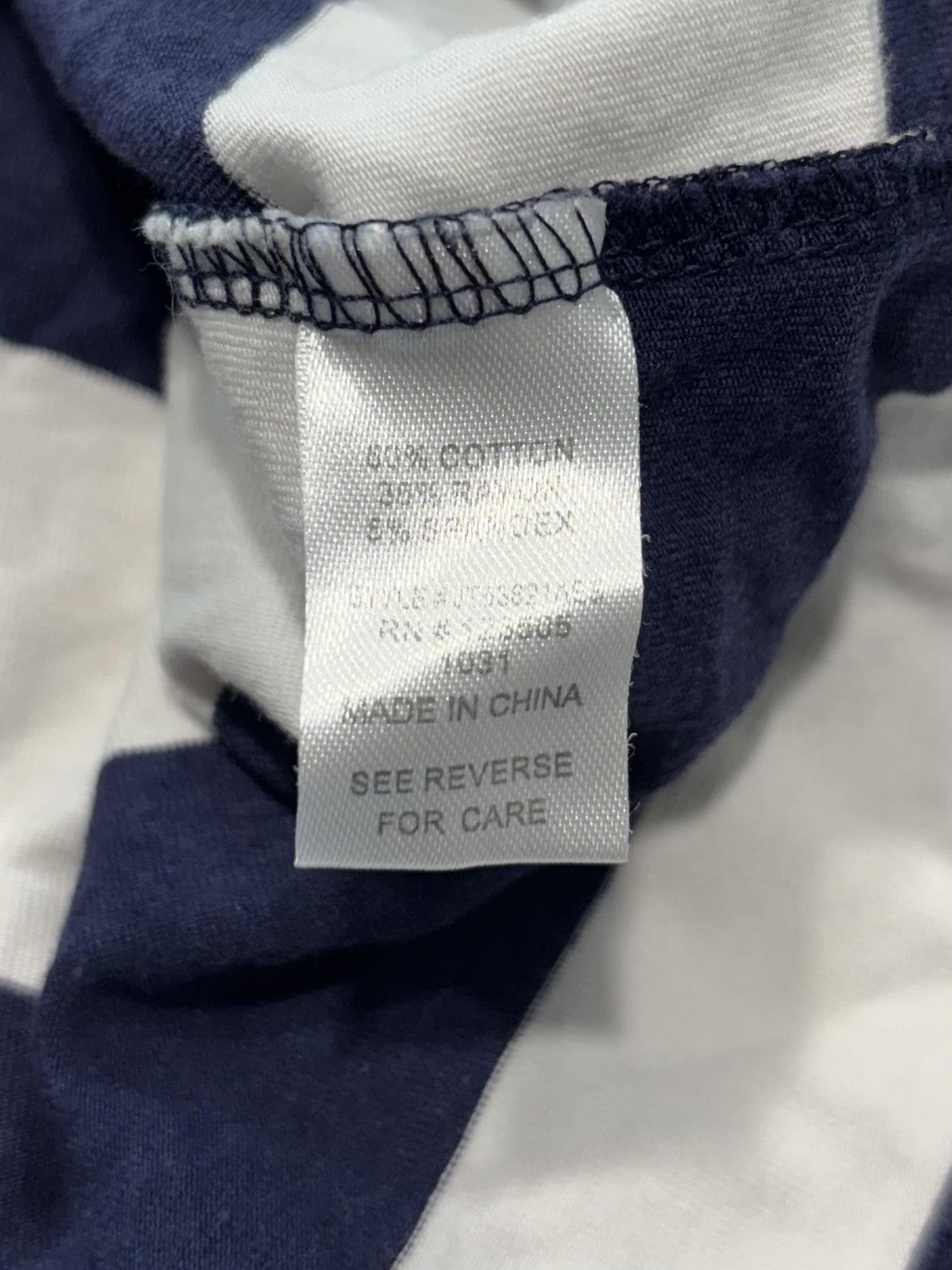 H + H BY HEART Shirt Unisex Kids L Blue White Stripe Crew Neck Tee Short Sleeve