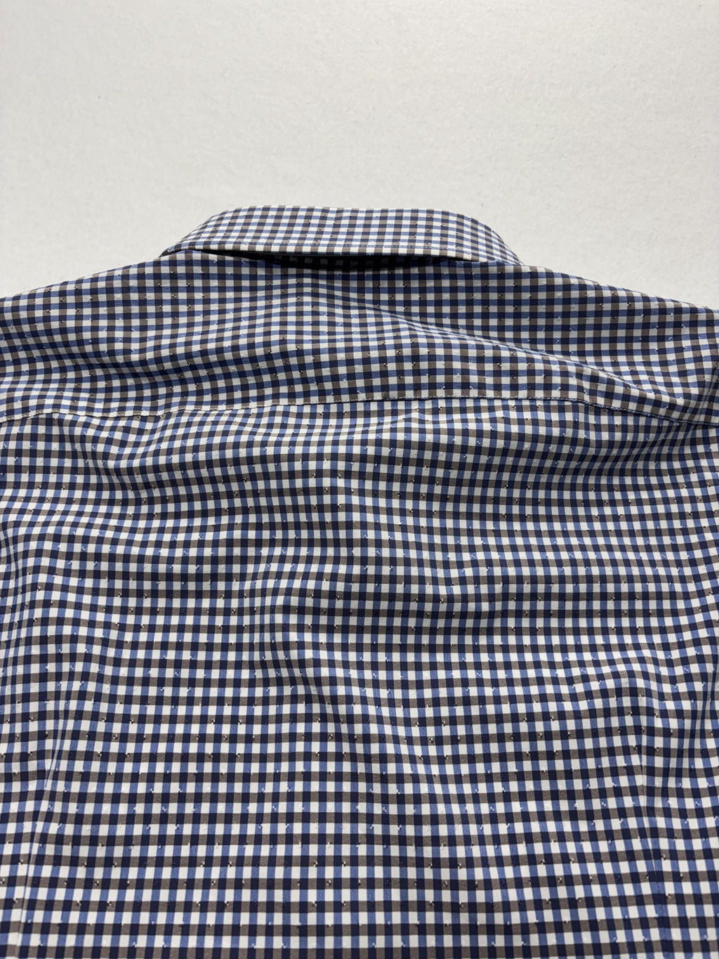 Quieti Dress Shirt Mens Large Blue Gingham Non Iron Performance Long Sleeve