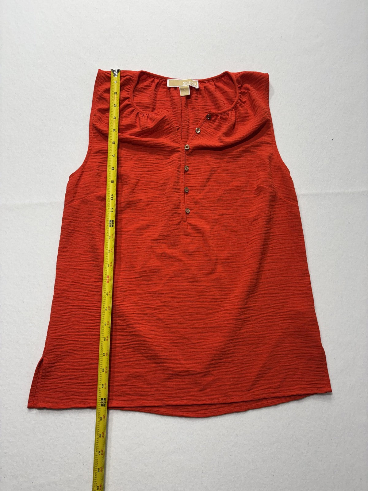 MICHAEL Michael Kors Tank Womens Medium Red Henley Sleeveless Basic Jersey Top