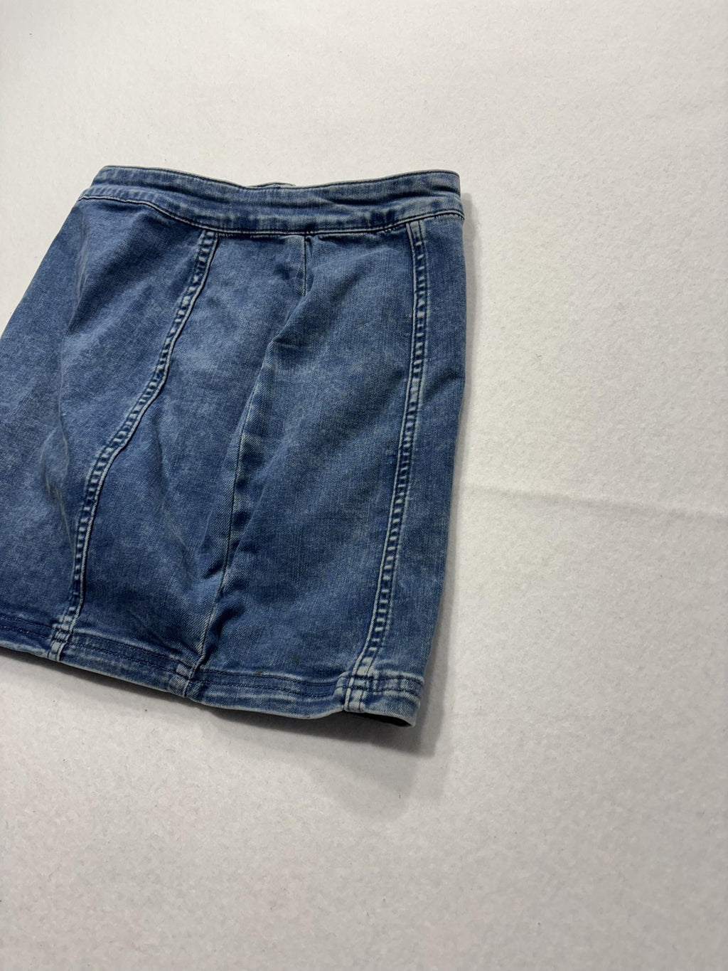 Free People Skirt Womens 4 Blue Denim Button Front A Line Mini Stretch