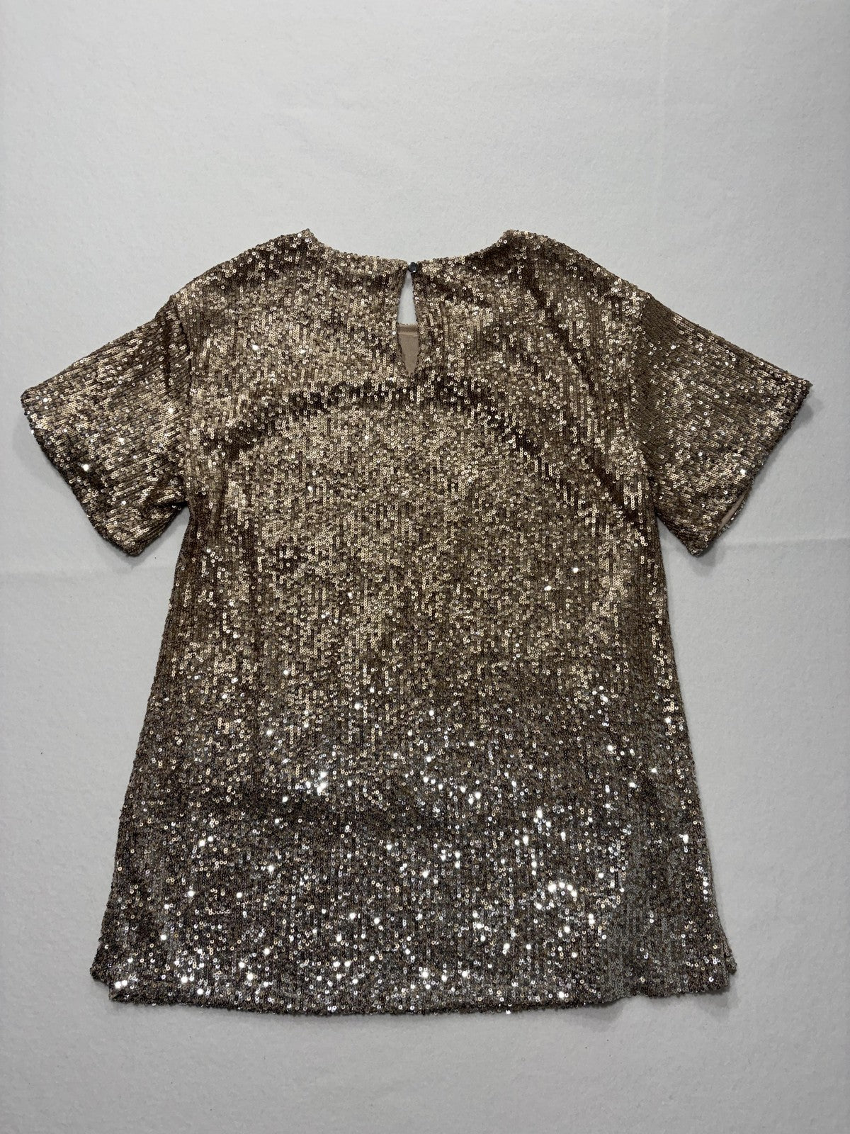 Cable & Gauge Blouse Womens Small Gold Sequin Short Sleeve Party Cocktail Top