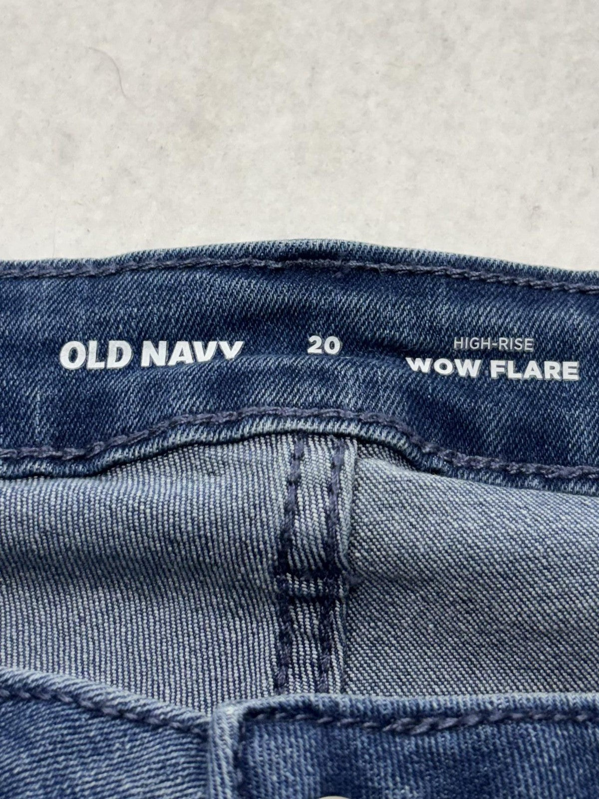 Old Navy Wow Flare Jeans Womens 20 Short Medium Wash High Rise Stretch 36x29