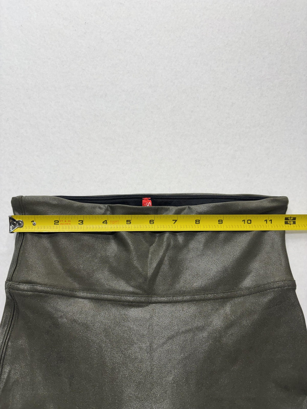 Spanx Leggings Womens Small Olive Faux Leather High Rise Shaping Pull On