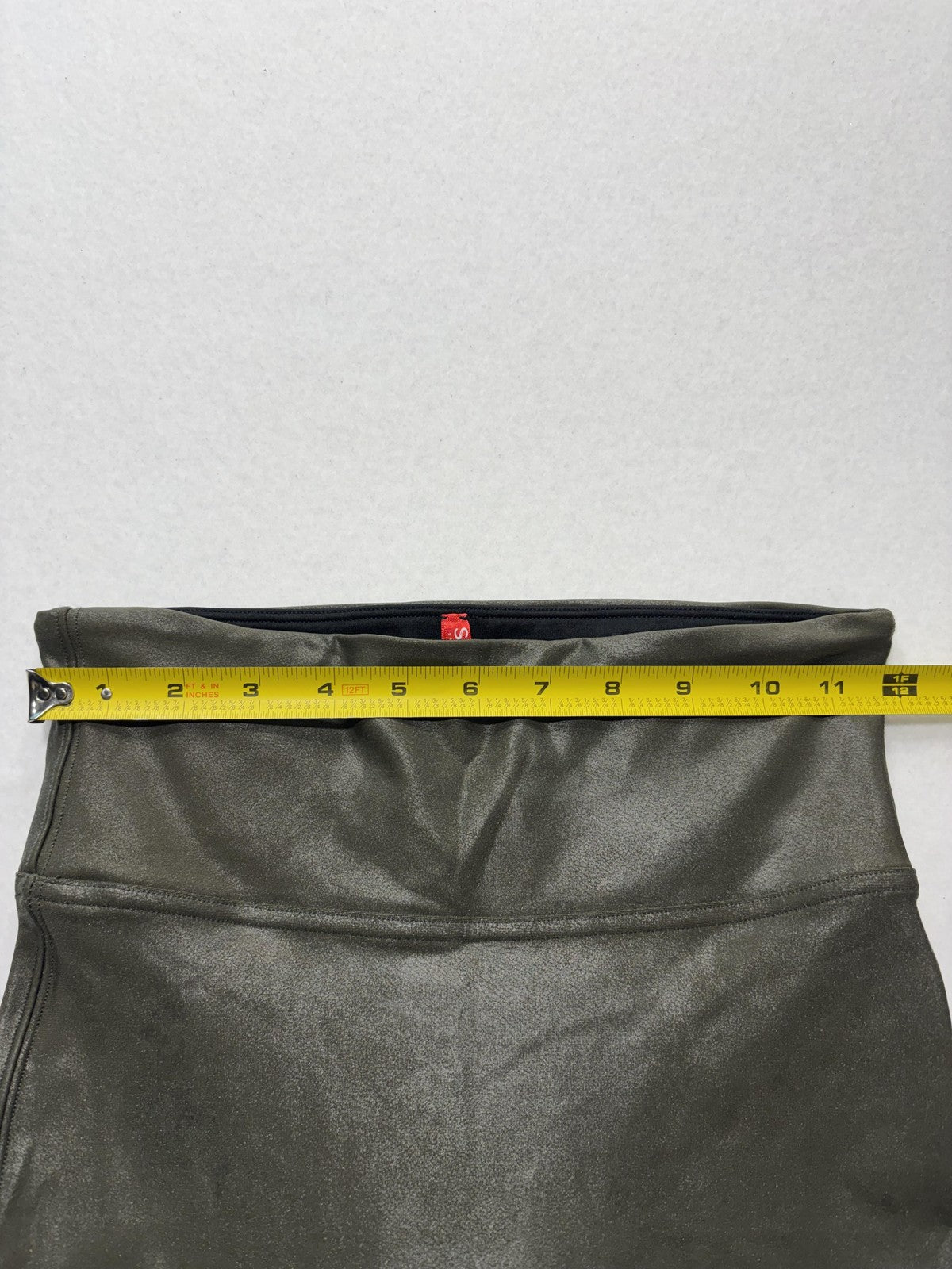 Spanx Leggings Womens Small Olive Faux Leather High Rise Shaping Pull On
