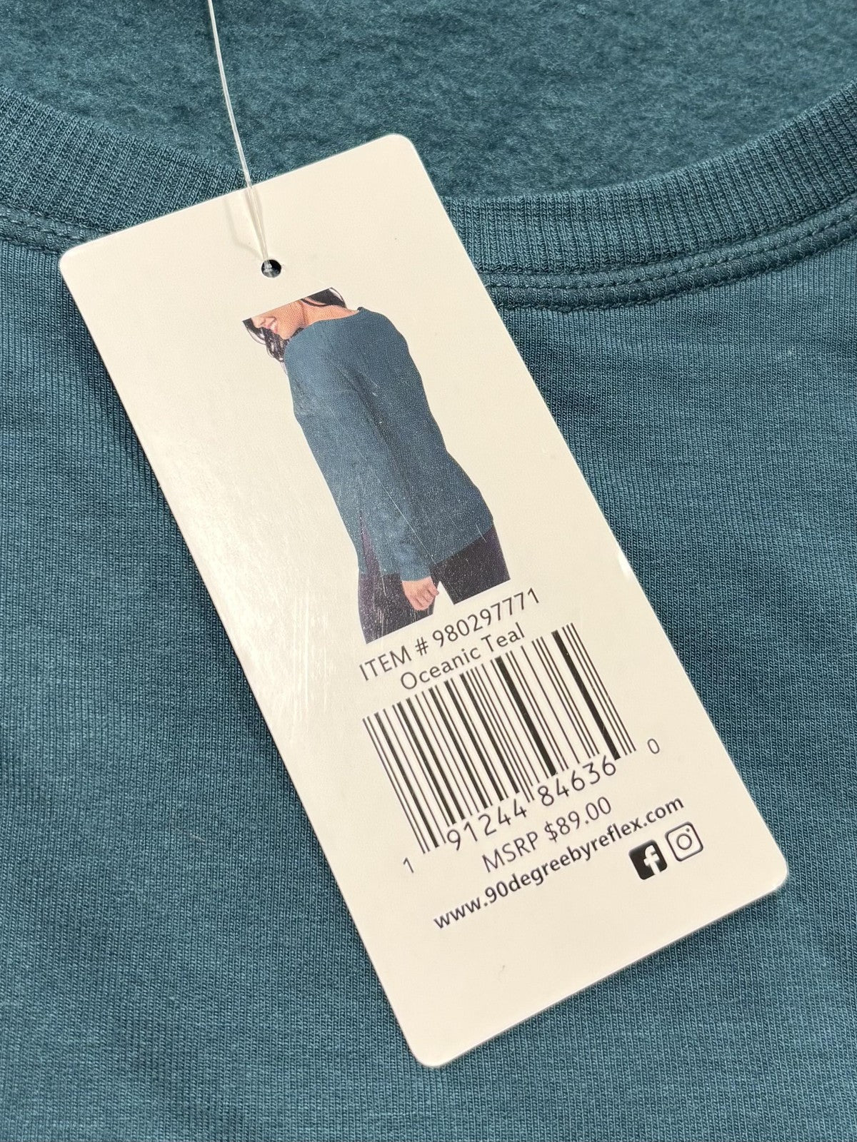 90 Degree By Reflex Tunic Sweatshirt Womens XXL Oceanic Teal Blue Fleece QB3910