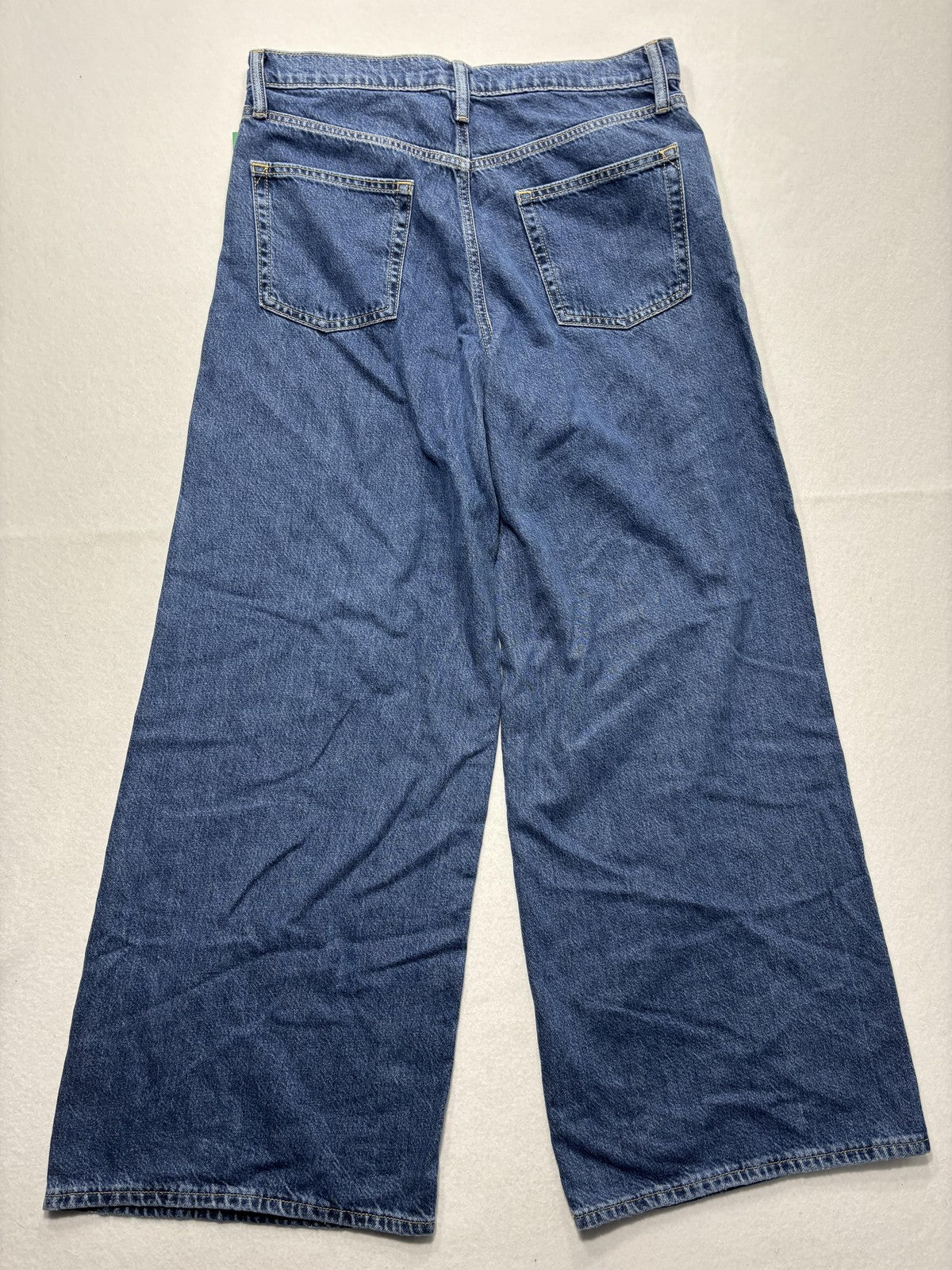 Gap Baggy Mid Rise Jeans Womens 8R Blue Medium Wash Wide Leg Distressed 29x29.5