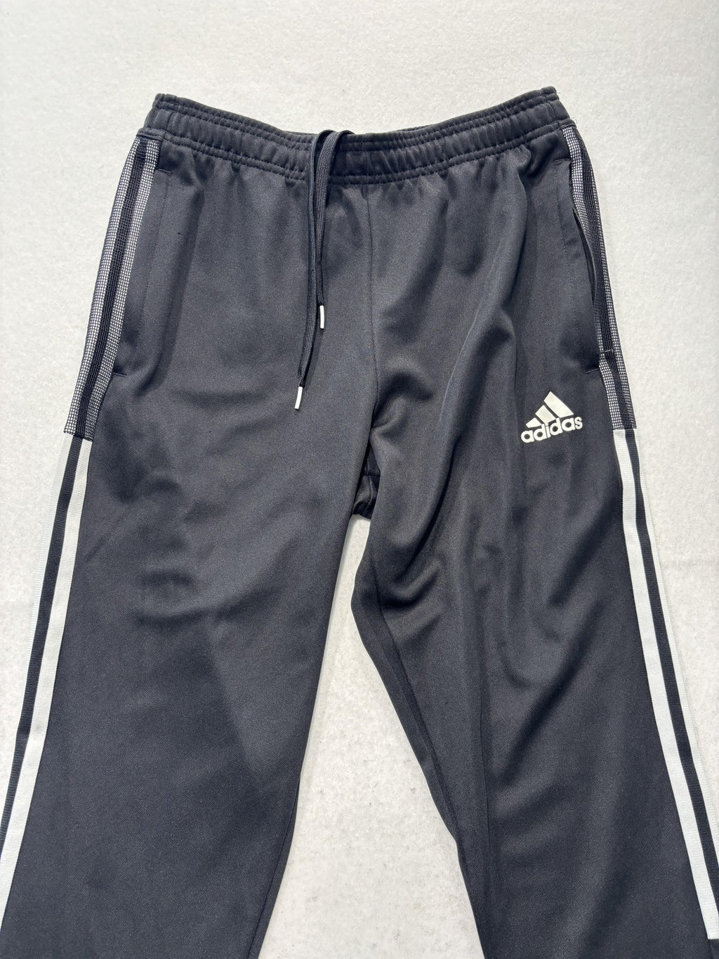 Adidas Track Pants Mens Medium Black AEROREADY Elastic Waist Side Stripe