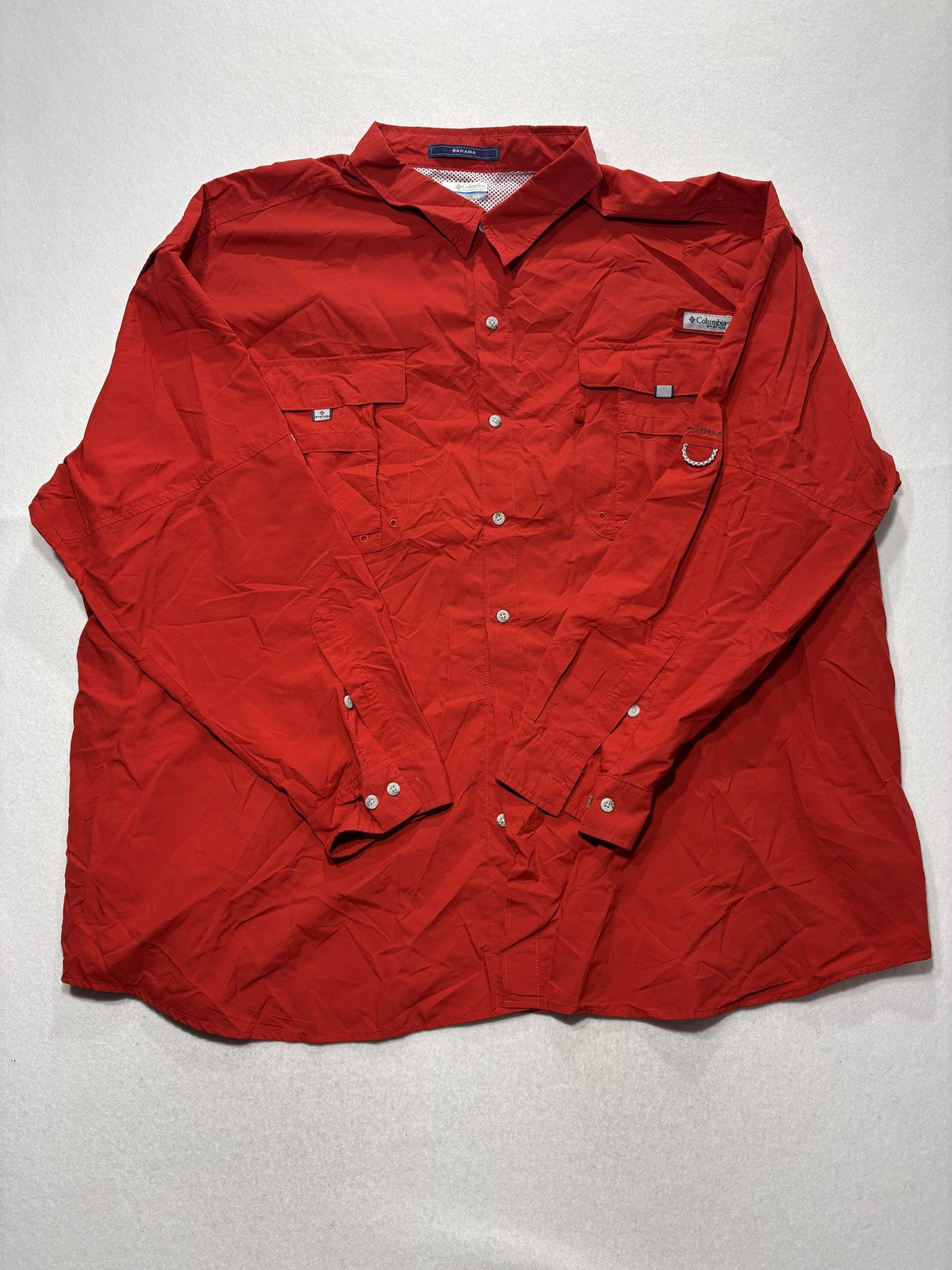 Columbia PFG Bahama Shirt Mens Big 5X Red Long Sleeve Vented Fishing Button Up