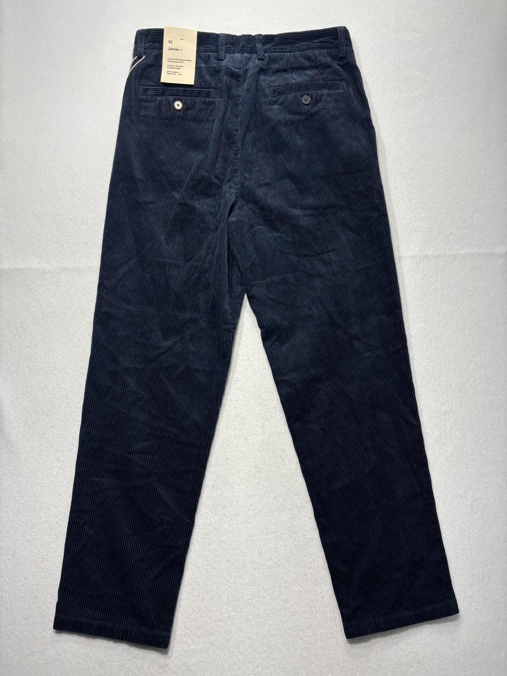 Frank And Oak Corduroy Pants Mens 32x26 Blue Pleated Relaxed Cropped Tapered