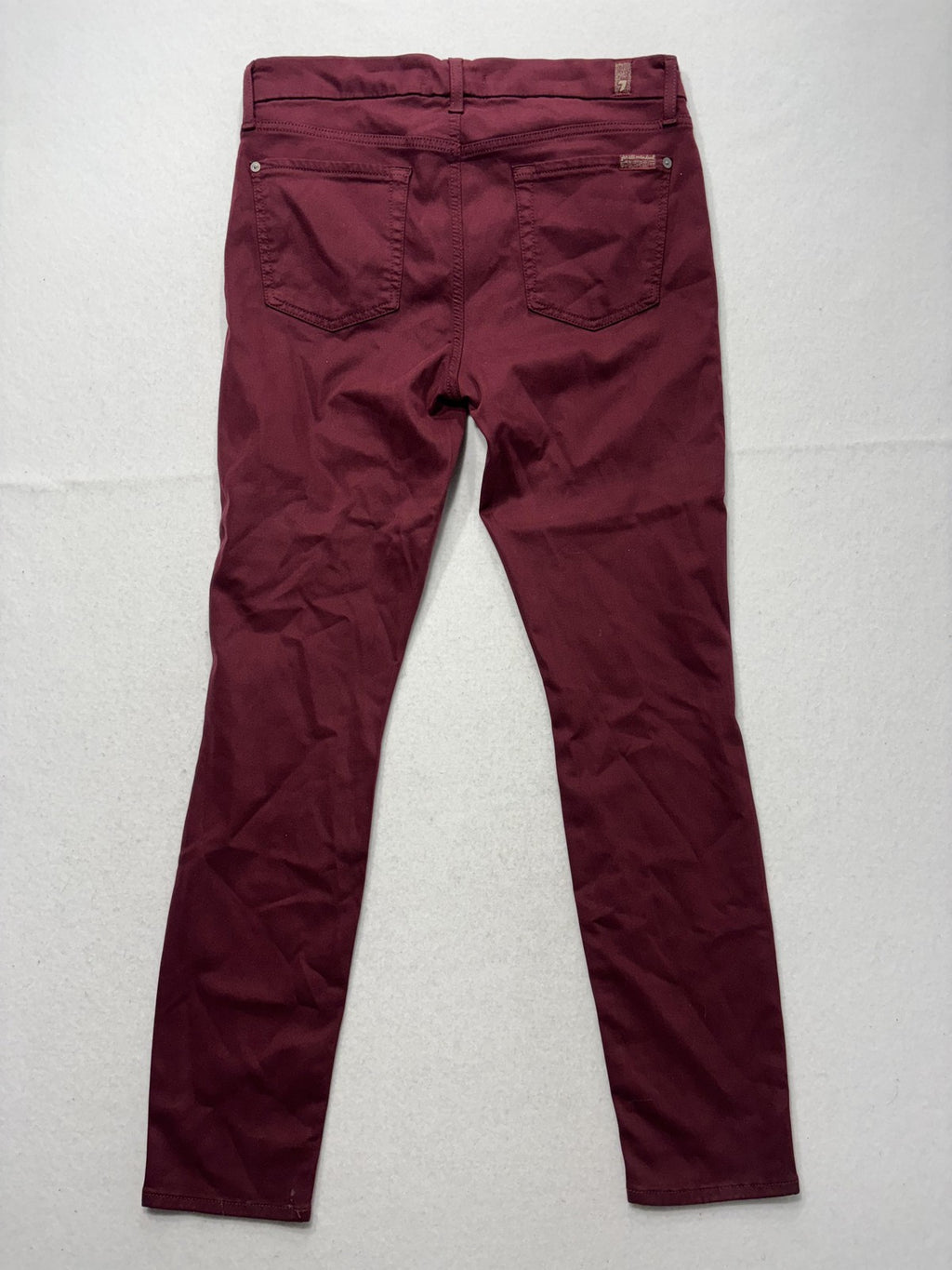 7 For All Mankind Jeans Womens 30 Red Burgundy Skinny Mid Rise Stretch 30x27.5