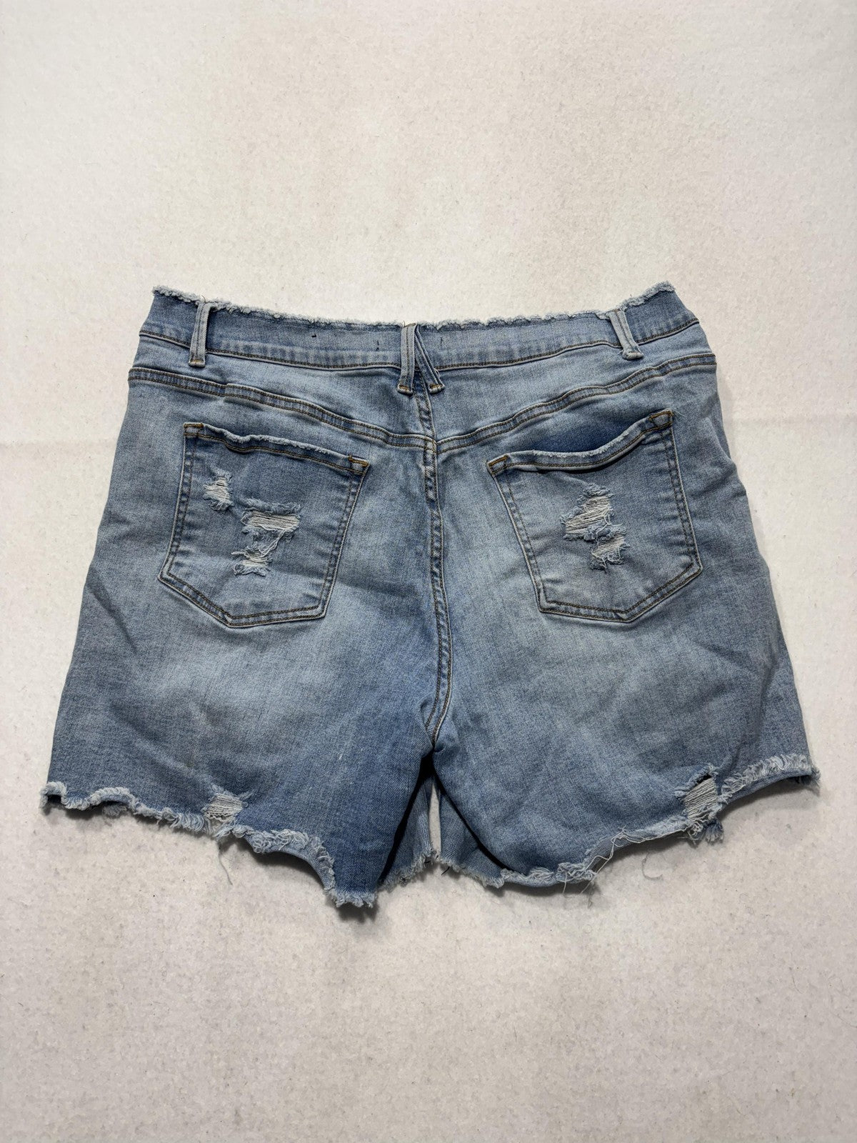 Fashion Nova Shorts Womens 32 Blue Denim Distressed Cut Off Raw Hem Relaxed Fit