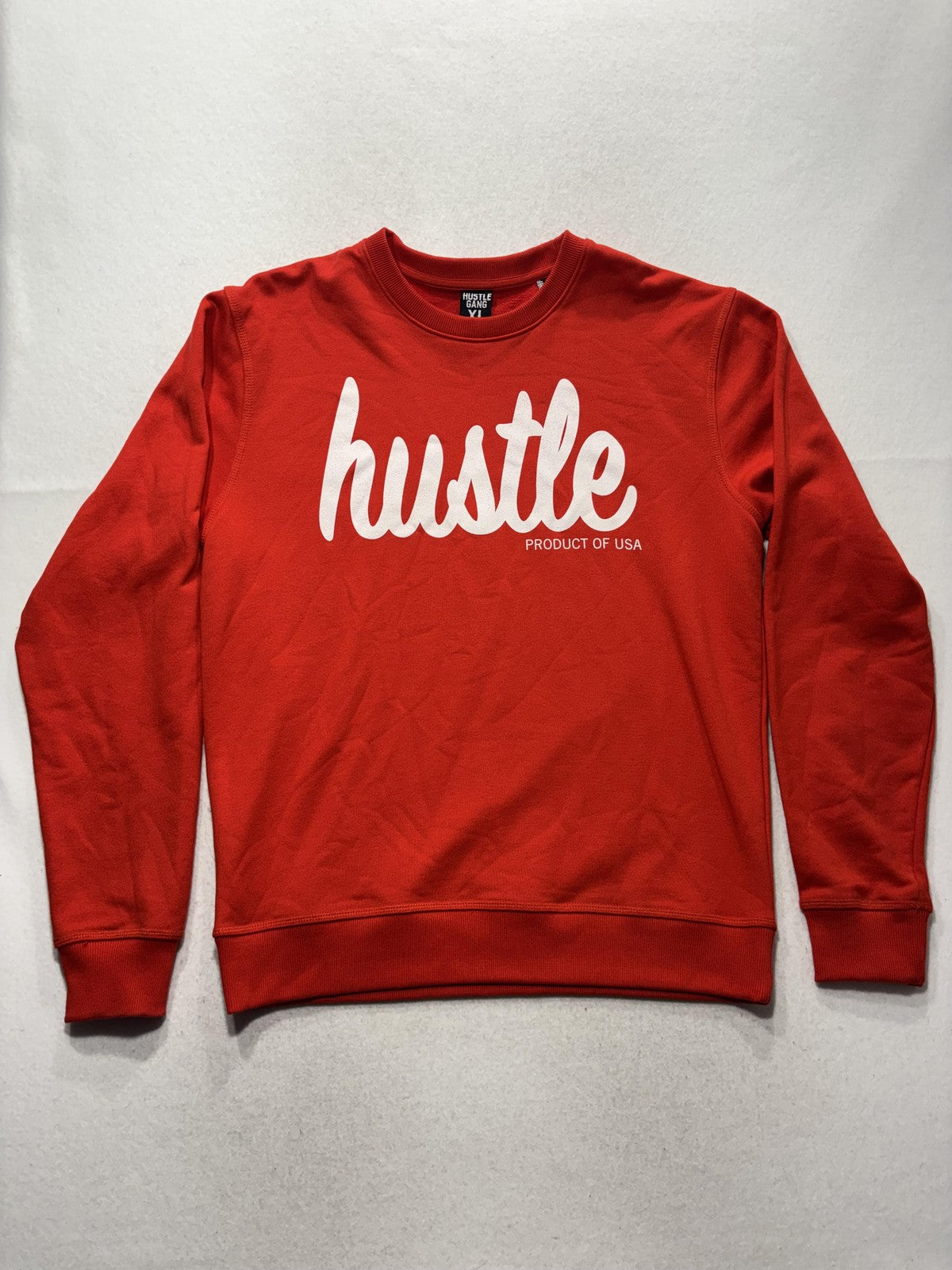Hustle Gang Sweatshirt Mens XL Red Fleece Crew Neck Hustle Logo Pullover Hip Hop
