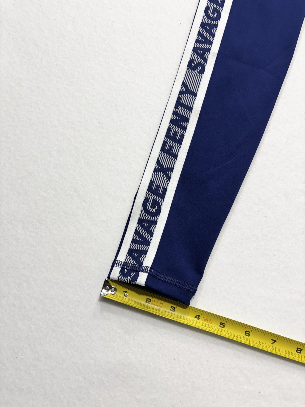 Savage X Fenty Leggings Womens Small Blue High Rise Logo Side Stripe Sport Ankle