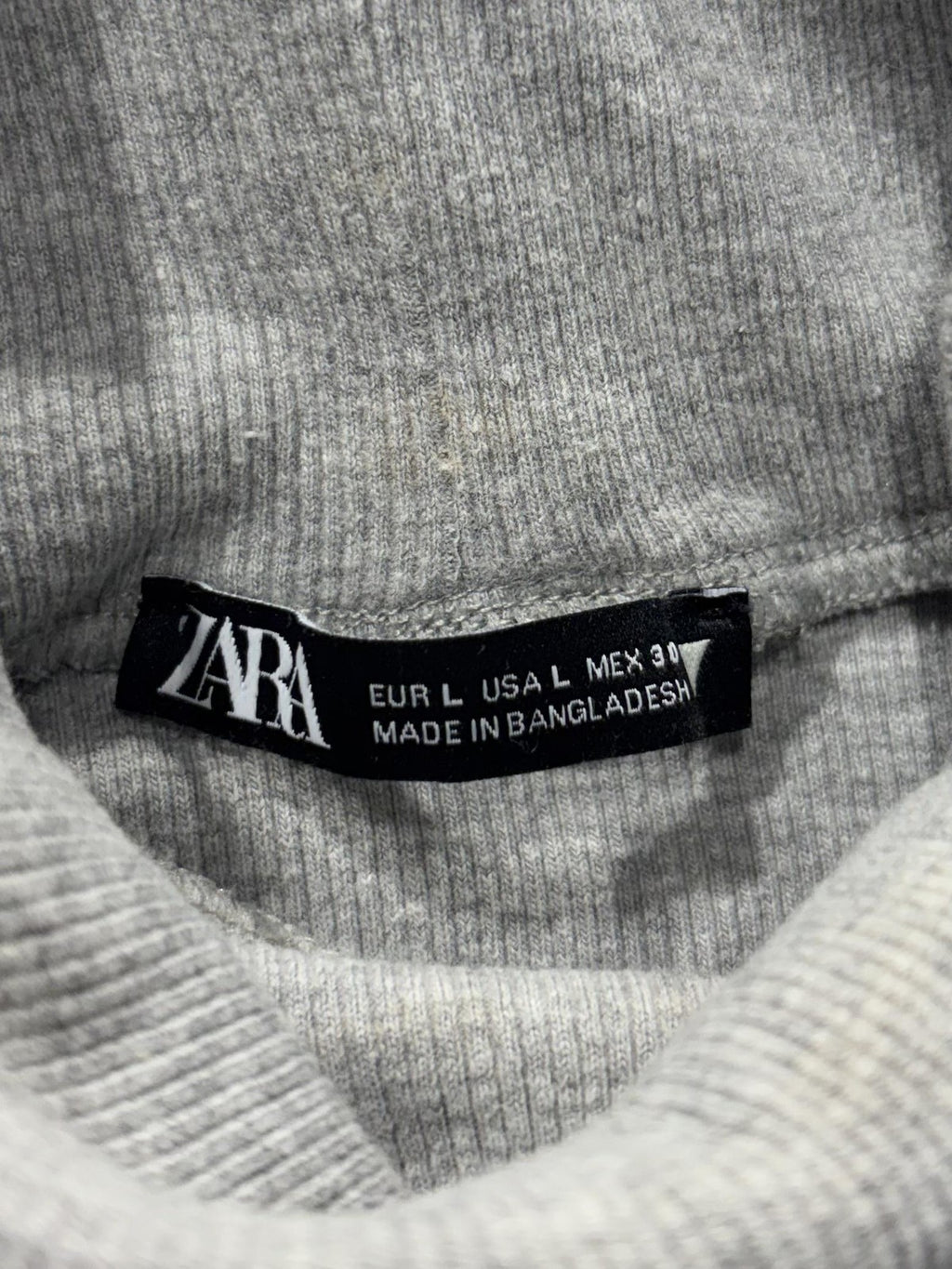 Zara Tank Womens Large Gray Turtleneck Sleeveless Ribbed Cropped Knit Top