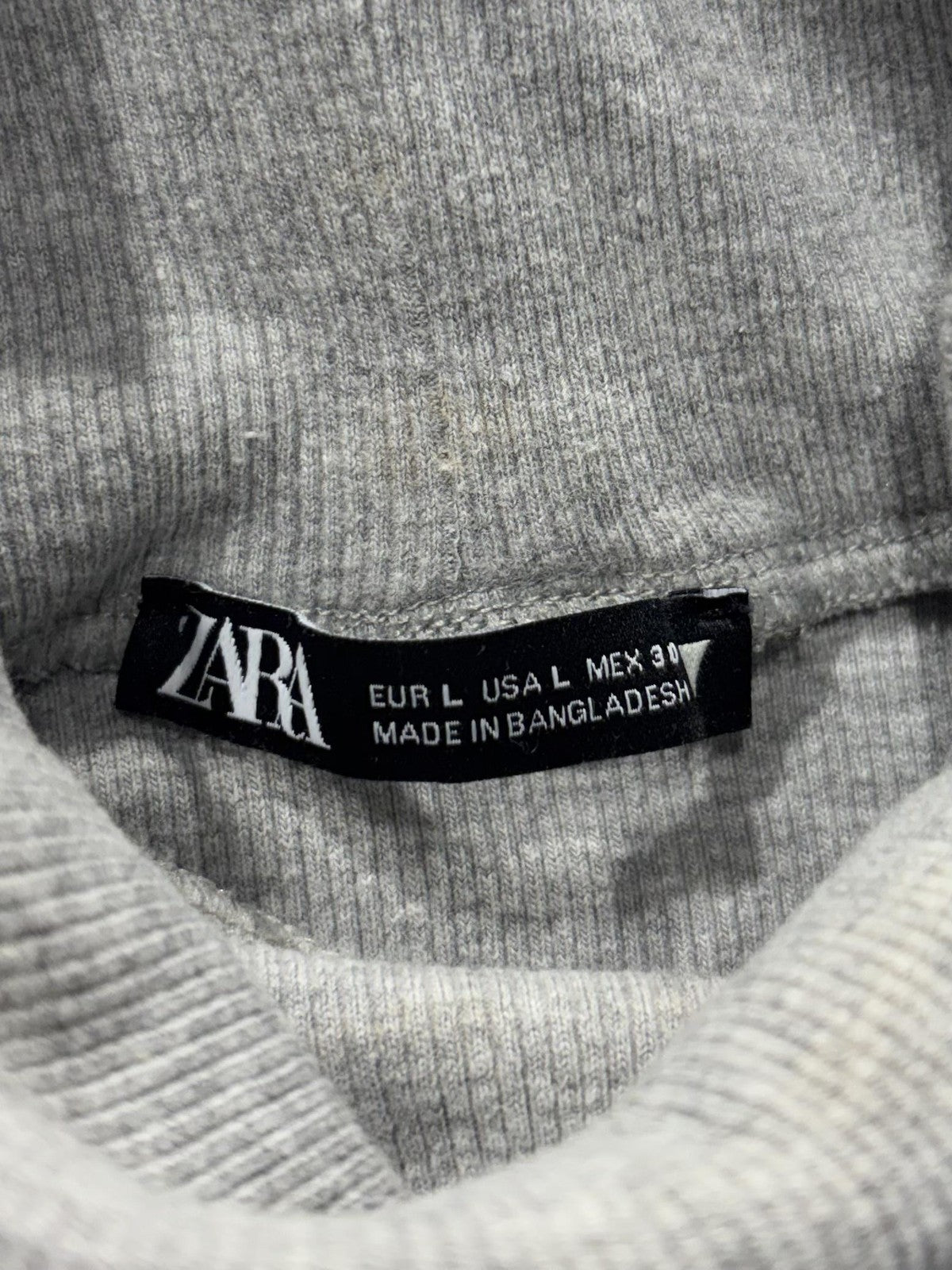 Zara Tank Womens Large Gray Turtleneck Sleeveless Ribbed Cropped Knit Top