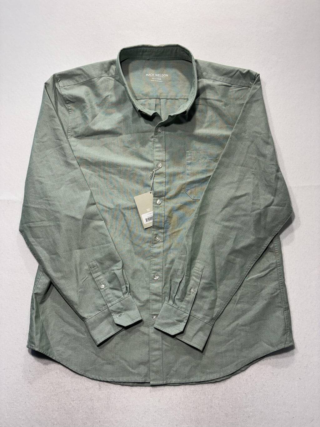 Mack Weldon Shirt Mens 2XL Green Oxford Long Sleeve Button Up Performance Casual