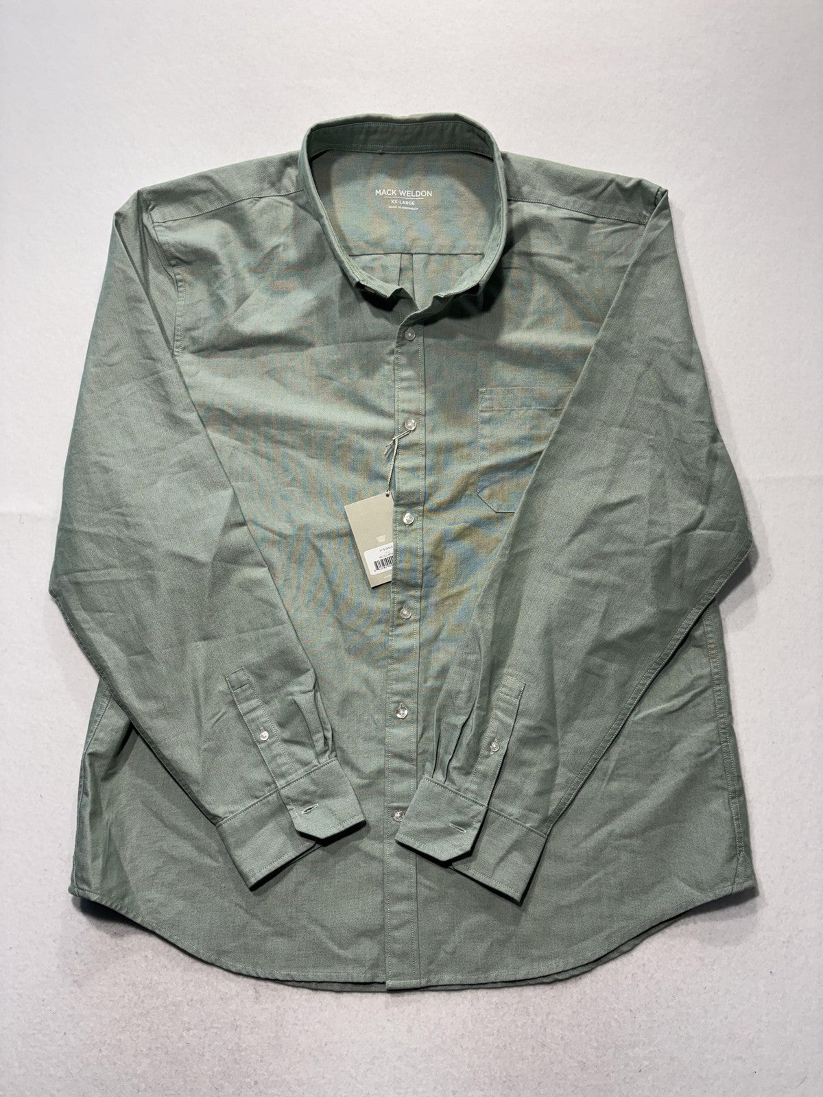 Mack Weldon Shirt Mens 2XL Green Oxford Long Sleeve Button Up Performance Casual