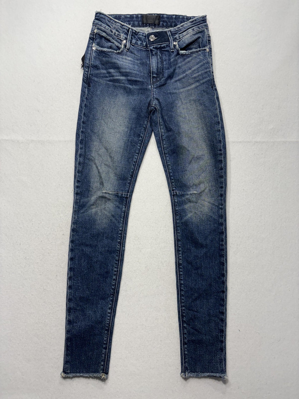 RtA Jot Jeans Womens 24 Blue Medium Wash Slim Skinny Raw Hem WS7103-102INDWH
