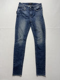 RtA Jot Jeans Womens 24 Blue Medium Wash Slim Skinny Raw Hem WS7103-102INDWH