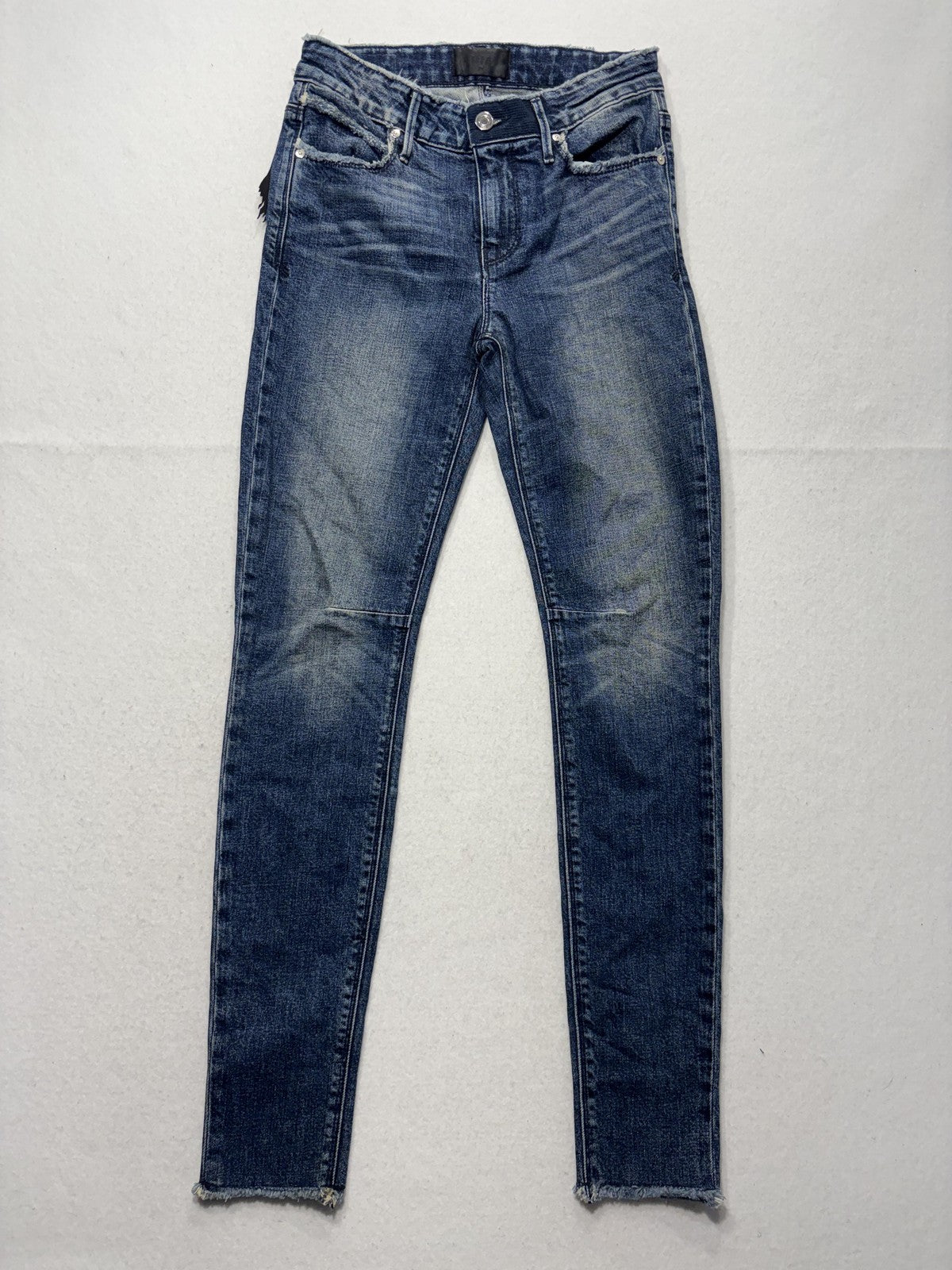 RtA Jot Jeans Womens 24 Blue Medium Wash Slim Skinny Raw Hem WS7103-102INDWH