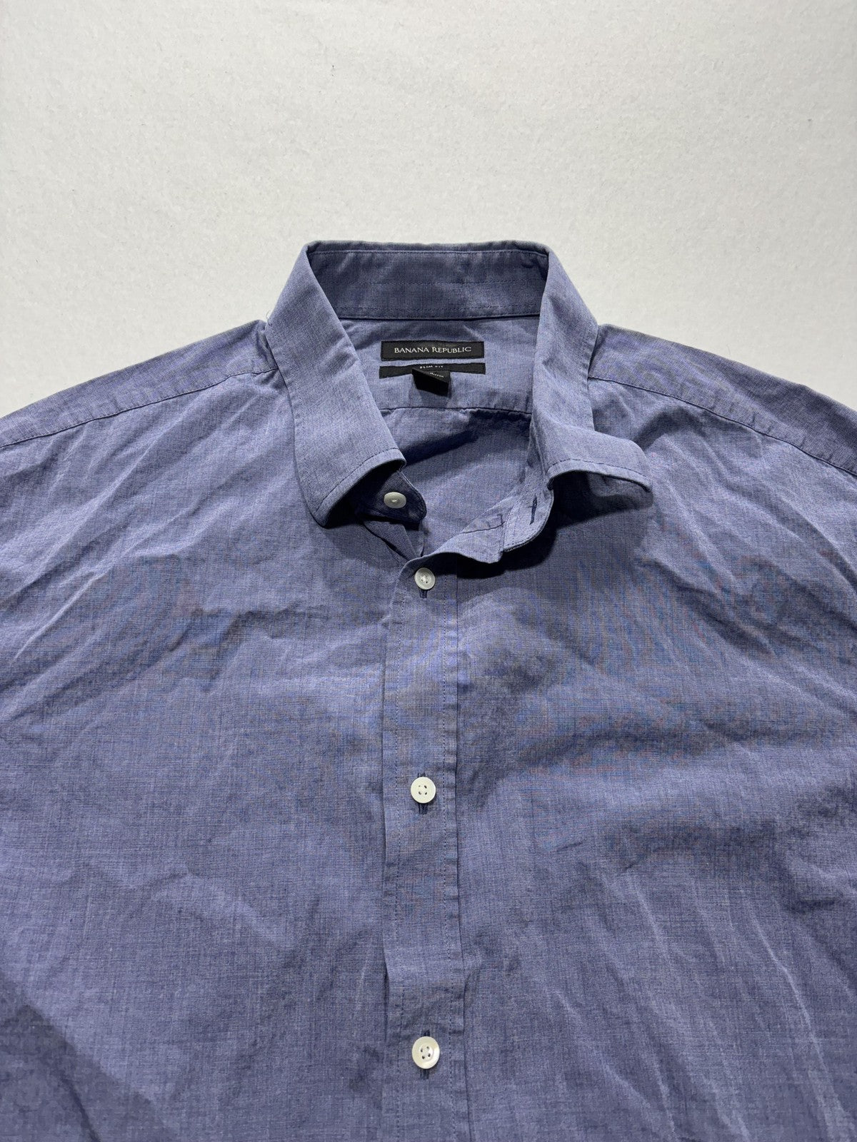 Banana Republic Dress Shirt Mens XL Blue Striped Long Sleeve Button Up Slim