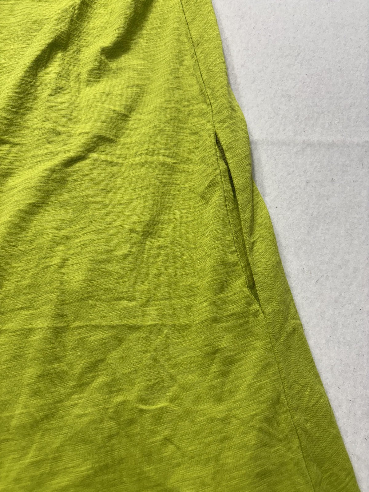 Soft Surroundings Shirt Dress Womens Medium Lime Green Danelle Button Asym Hem