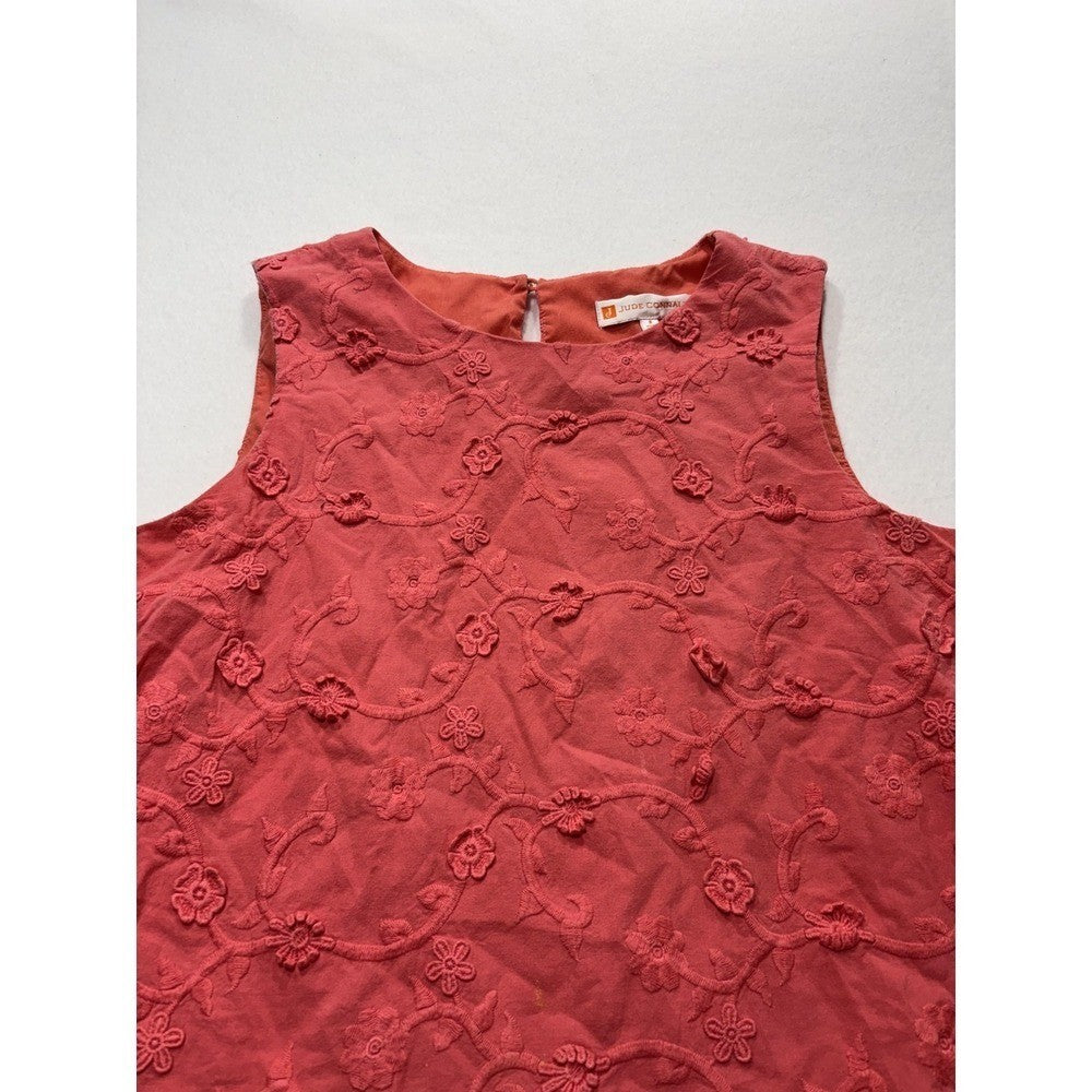 Jude Connally Womens 8 Pink Floral Embroidered Sleeveless Shift Dress 114584