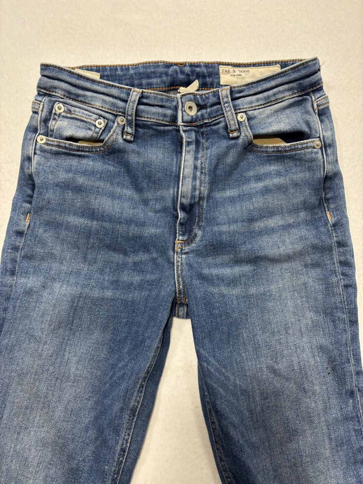 Rag & Bone Jeans Womens 27 Blue Medium Wash Mid Rise Skinny Stretch Denim 27x29