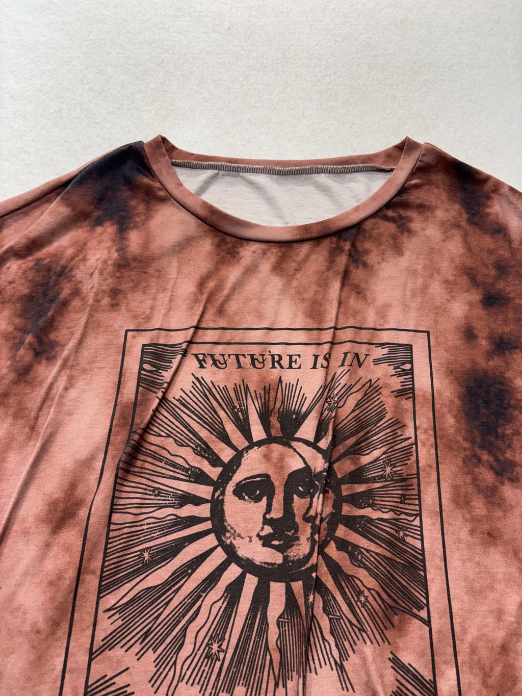 Shein Shirt Womens 2XL Brown Future Is In Your Hands Graphic Tee Sun Astrology