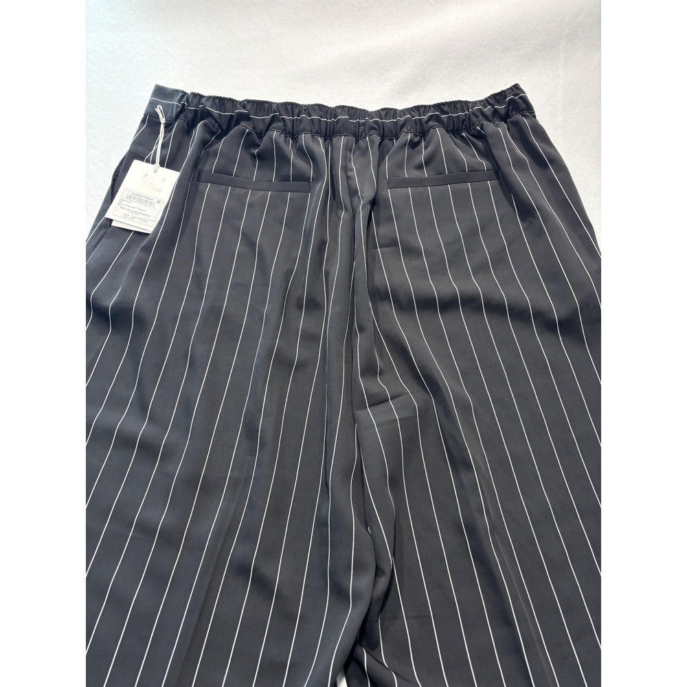 Nordstrom Penelope Pinstripe Wide Leg Dress Pants Black Womens XXL N0501923MI