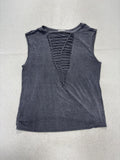 Tinywillow Womens Large Gray Crew Neck Ladder Cutout Sleeveless Tank Top