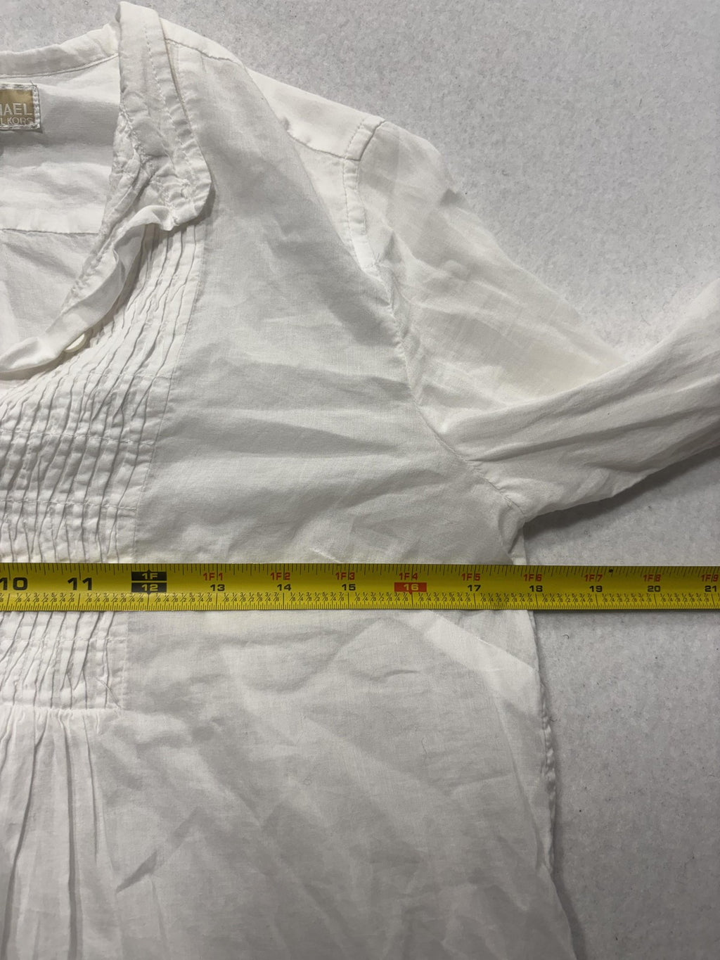 MICHAEL Michael Kors Blouse Womens Small White Pleated Henley Tunic Cotton Top