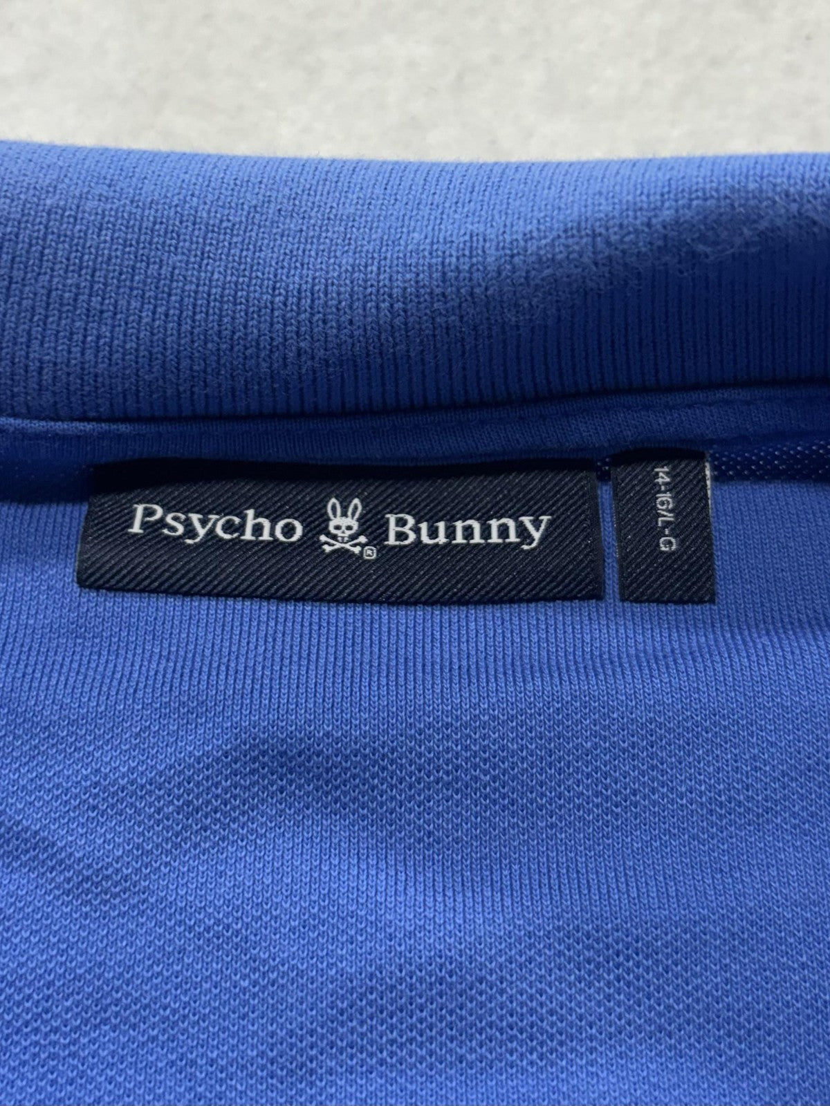 Psycho Bunny Polo Shirt Boys 14-16 Blue Pima Cotton Embroidered Logo Knit