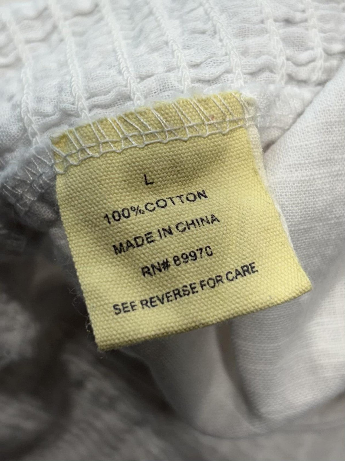 Low Notes Tank Top Womens L White Button Front Smocked Cotton Summer Camisole