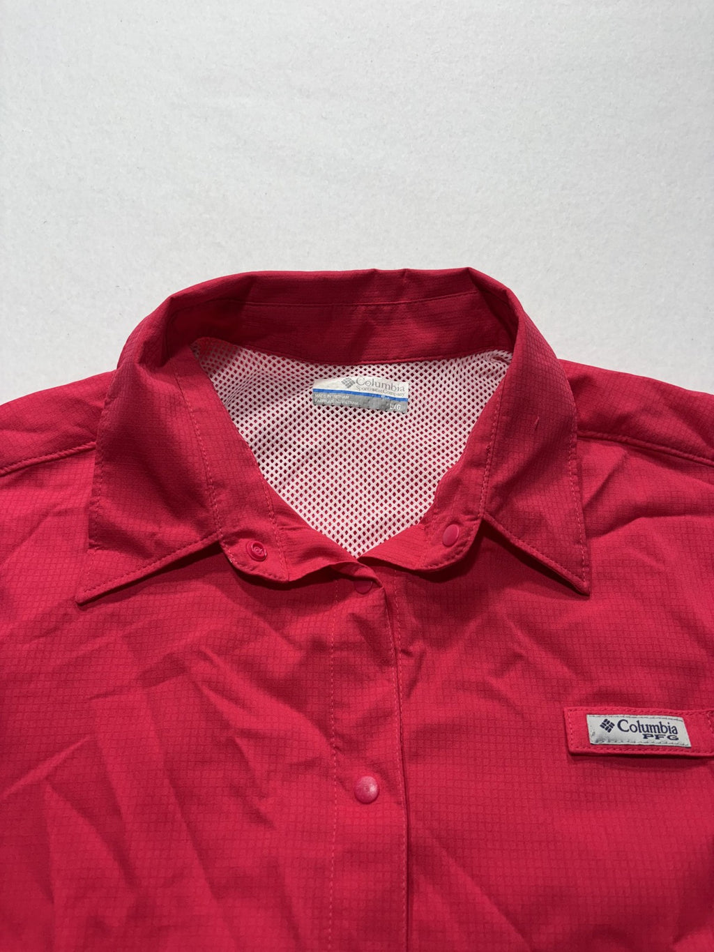 Columbia PFG Shirt Mens Large Red Long Sleeve Fishing Button Up Vented