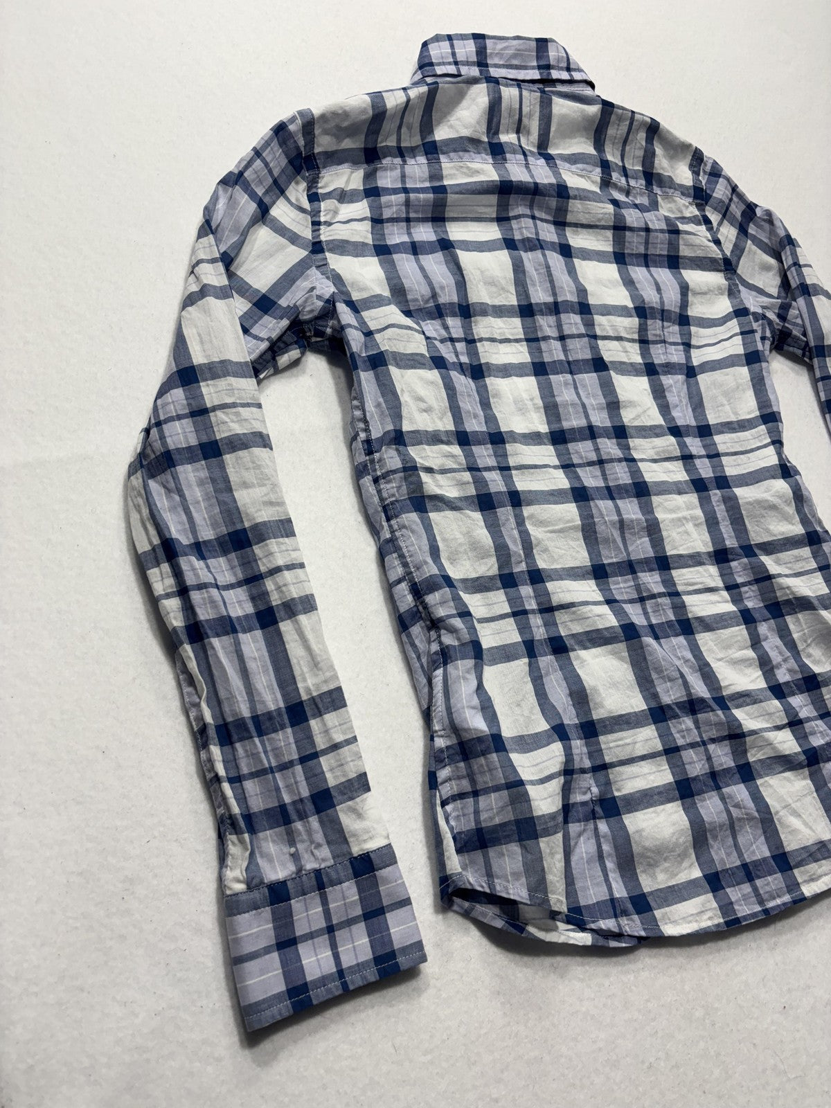 Banana Republic Shirt Womens XS Blue White Plaid Soft Wash Button Up Casual