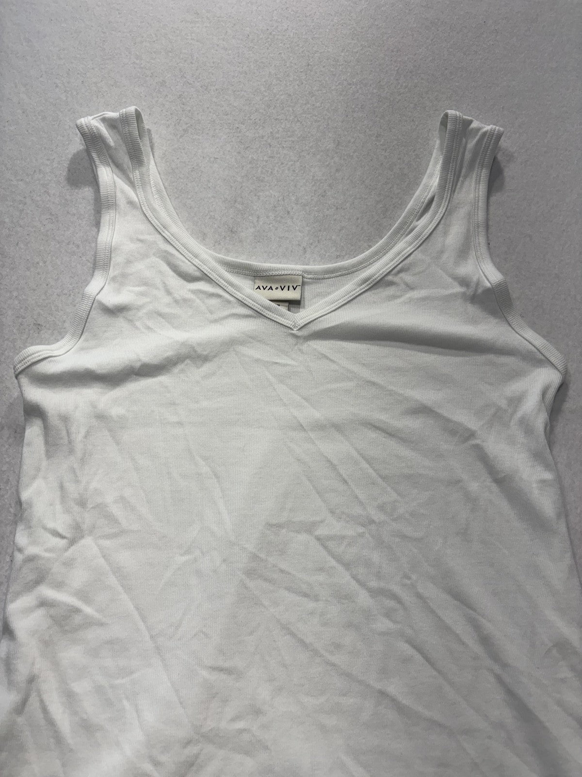 Ava & Viv Tank Top Womens 2XL White Scoop Neck Ribbed Jersey Basic VN1042782
